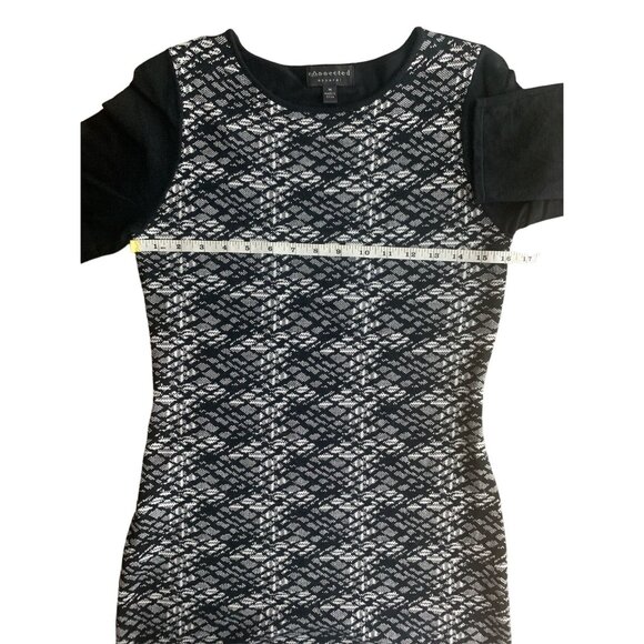 Connected Apparel 3/4 Sleeves Black & White Patterned Knit Dress Size Medium - Picture 4 of 11